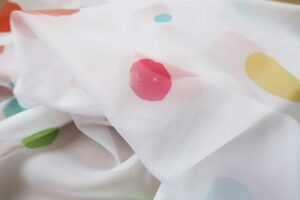 Stoffmuster Kindervorhang HOPALINO Punkte Rot-Türkis [300]
