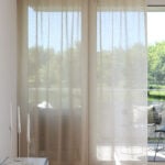 Day curtain ERLENBACH brown beige [077] - fully drawn living room